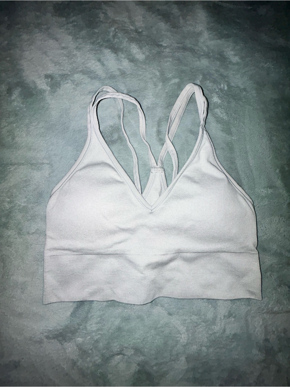 DSG White V-Neck Strappy Sports Bralette